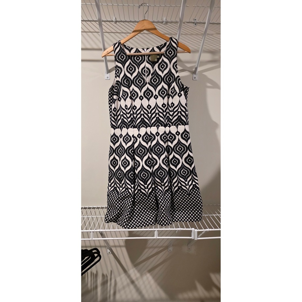 Nordstrom Taylor Black White Geometric Print Sleeveless Dress Women's Size 12